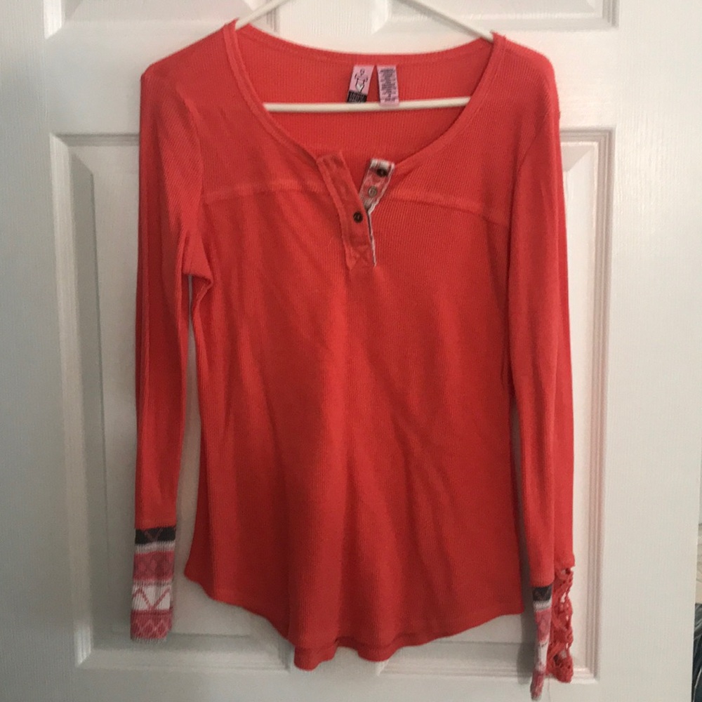 Love On a Hanger long sleeve, waffle, swoop neck